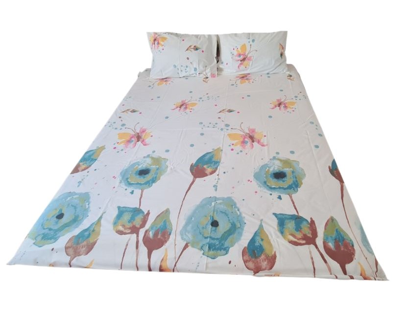 3p Lenjerie bumbac Ranforce 2 persoane, Pastel, 3 piese, Multicolor - imagine 1