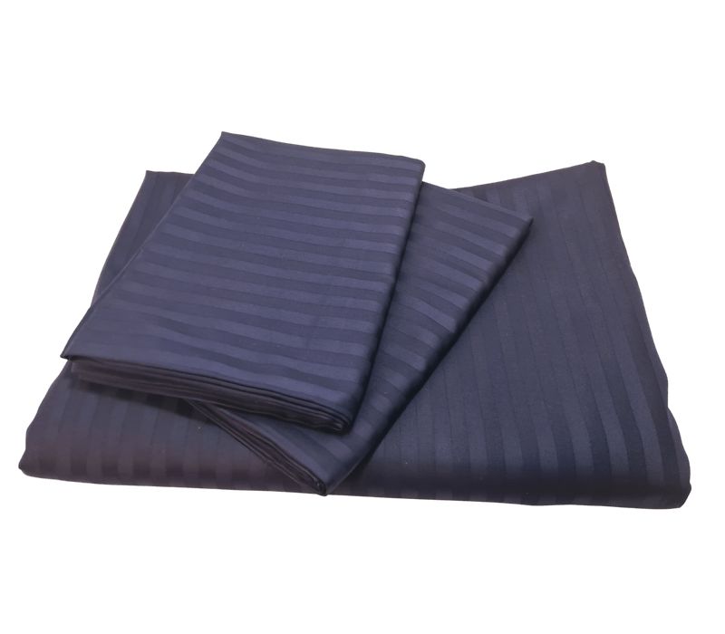 Untitled design Lenjerie Damasc Satinat 2 persoane, ARIALE, 3 piese, Bleumarin - imagine 1