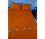 Lenjerie Brodata pentru 2 persoane, 4 piese, bumbac ranforce, Flori