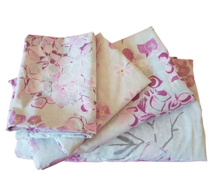 Lenjerie de pat pentru 2 persoane, bumbac ranforce, Alb cu flori - imagine 4