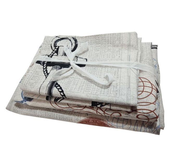 Lenjerie de pat pentru 2 persoane, 4 piese, Ancore ARIALE, bumbac ranforce, Multicolor - imagine 9