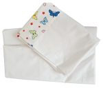 Set de pat Alb cu Fluturi, Cearceaf de pat cu elastic, 60x120cm - imagine 2