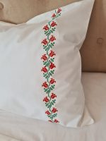 Lenjerie de pat brodata traditional pentru 2 persoane, 4 piese, bumbac ranforce - imagine 2