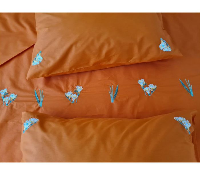 Lenjerie Brodata pentru 2 persoane, 4 piese, bumbac ranforce, Flori - imagine 5