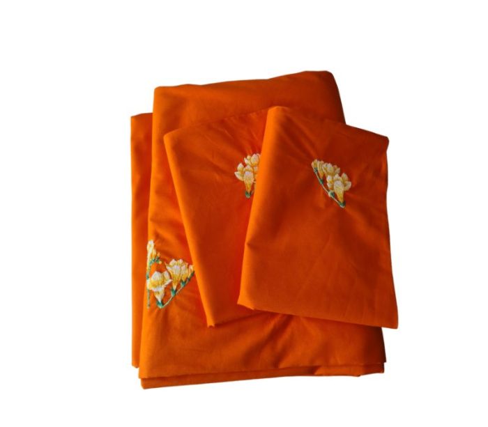 Lenjerie Brodata pentru 2 persoane, 4 piese, bumbac ranforce, Flori - imagine 7