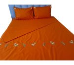 Lenjerie Brodata pentru 2 persoane, 4 piese, bumbac ranforce, Flori - imagine 8