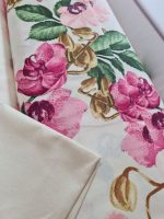 Set fata de masa cu flori, 6 servetele brodate, bumbac, 160x180 cm - imagine 2