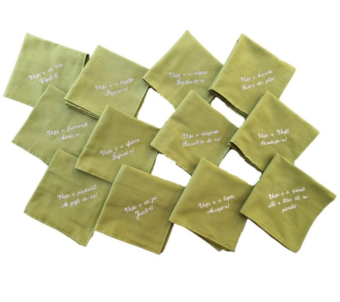 Set fata de masa cu flori, 6 servetele brodate, bumbac, 160x180 cm - imagine 6