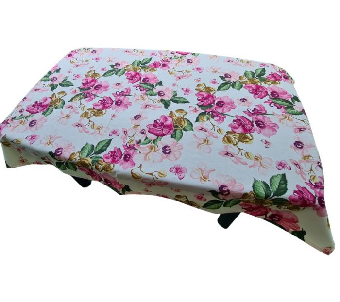 Set fata de masa cu flori, 6 servetele brodate, bumbac, 160x180 cm - imagine 5