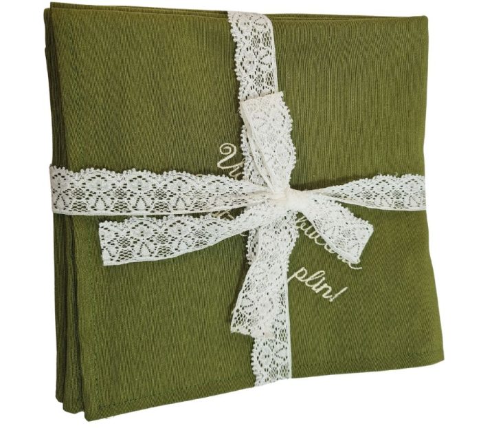 Set fata de masa brodata, 6 servetele brodate si traversa, bumbac, 160 X 180 cm - imagine 3