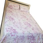 Lenjerie de pat pentru 2 persoane, bumbac ranforce, Alb cu flori