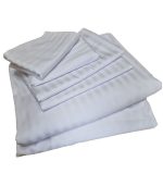 Lenjerie de pat ARIALE pentru 2 persoane, 6 piese, King Size, damasc satinat, Alb