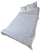 Lenjerie de pat ARIALE pentru 2 persoane, 6 piese, King Size, damasc satinat, Alb - imagine 2