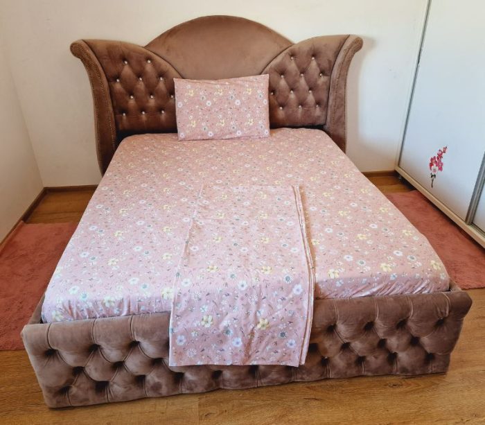 Lenjerie de pat dublu, 200x220 cm, pentru 2 persoane, 4 piese, IDONA by ARIALE, bumbac ranforce, Multicolor - imagine 5