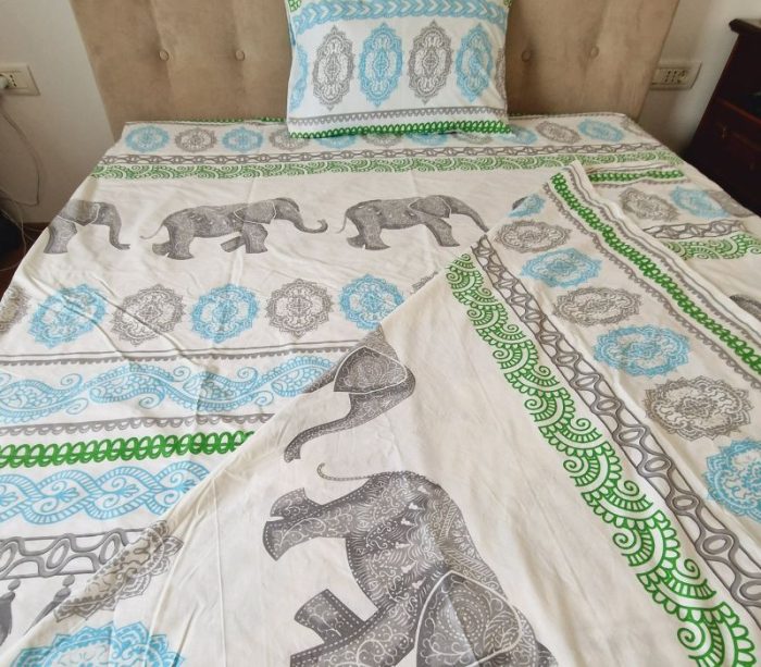 Lenjerie de pat dublu, 200x220 cm, pentru 2 persoane, 4 piese, Arabesque by ARIALE, bumbac ranforce, Multicolor - imagine 7