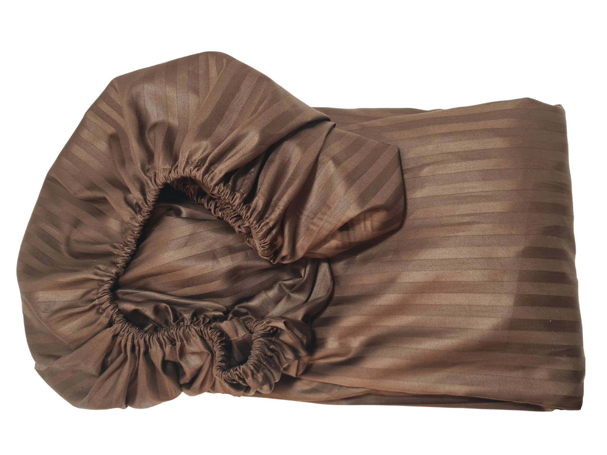 8 Cearceaf de pat cu elastic ARIALE, damasc satinat, 160 X 200, Maro - imagine 1