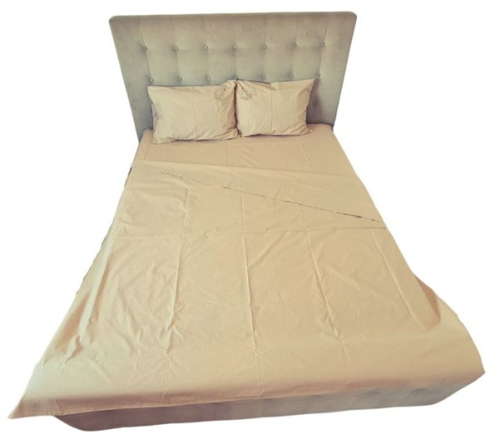 Lenjerie de pat brodata Family by Ariale, pentru 2 persoane, bumbac ranforce, 200 x220 cm, Bej - imagine 2