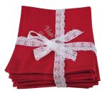 Set 6 servetele brodate Passion 35*35cm, bumbac, rosu