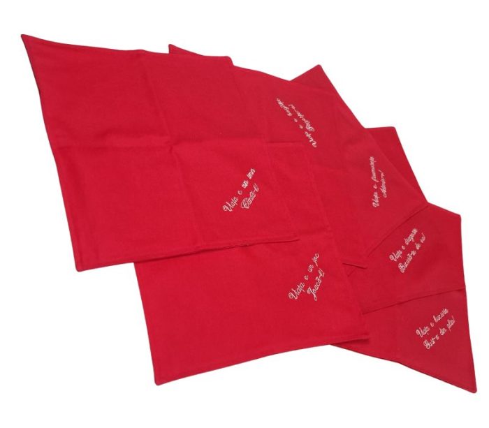 Set 6 servetele brodate Passion 35*35cm, bumbac, rosu - imagine 4