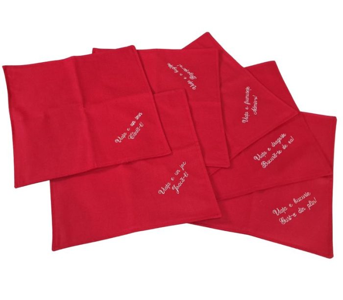 Set Passion, fata de masa cu flori, 6 servetele brodate, bumbac, 160x180 cm - imagine 5