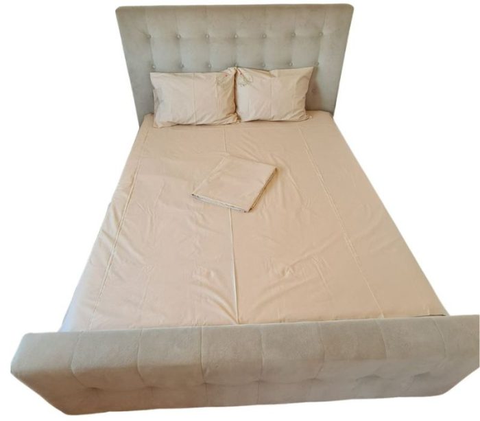 Lenjerie de pat brodata Family by Ariale, pentru 2 persoane, bumbac ranforce, 200 x220 cm, Bej - imagine 3