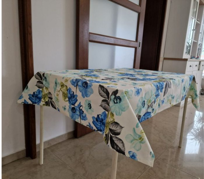 Fata de masa model floral, bumbac, bleu - imagine 7