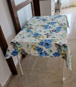 Fata de masa model floral, bumbac, bleu - imagine 5