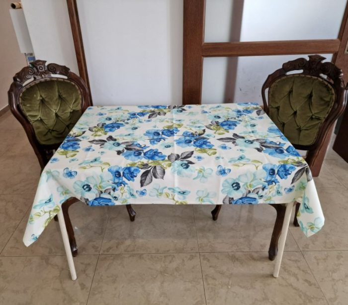 Fata de masa model floral, bumbac, bleu - imagine 8