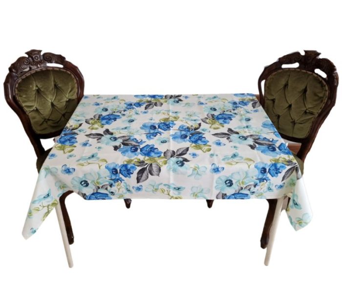 Fata de masa model floral, bumbac, bleu - imagine 3