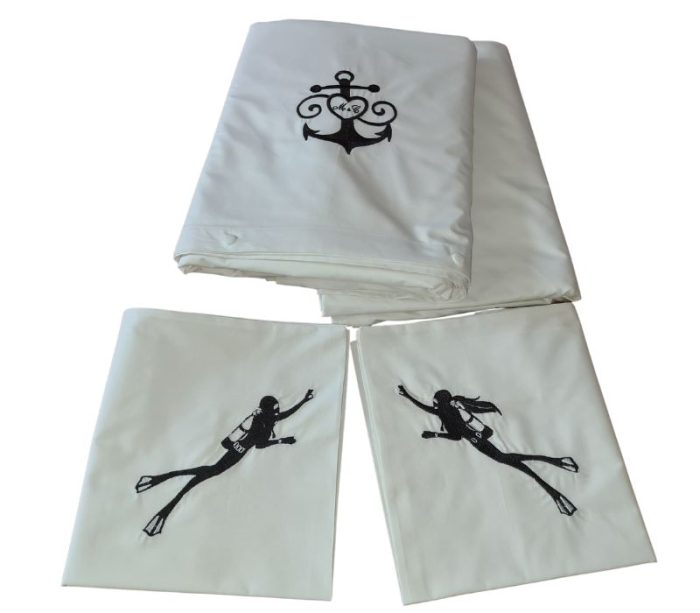 Lenjerie de pat brodata Sea Lovers by Ariale, pentru 2 persoane, bumbac ranforce, 200 x220 cm - imagine 5