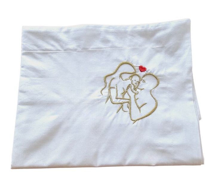 Lenjerie de pat brodata Family by Ariale, pentru 2 persoane, bumbac ranforce, 200 x220 cm, Alb - imagine 11