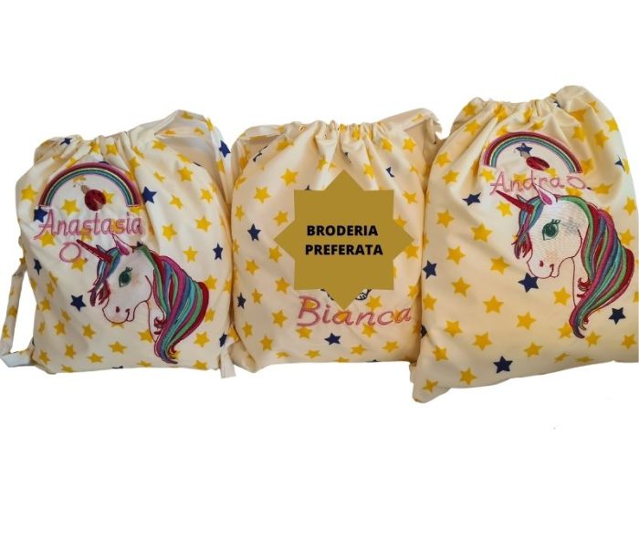 Saculet pentru gradinita, personalizat prin broderie Stelutele Vesele - imagine 6