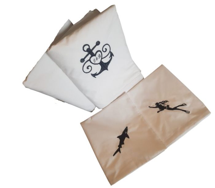 Lenjerie de pat brodata SEA by Ariale, pentru 2 persoane, bumbac ranforce, 200 x220 cm - imagine 8