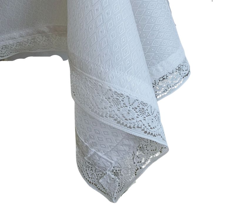 6 Fata de masa cu dantela, Crystal By Ariale, textil, alb - imagine 1