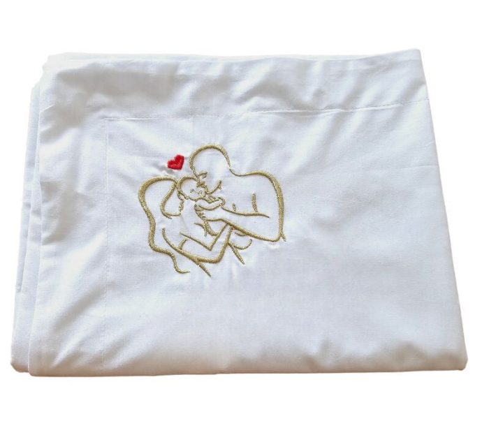 Lenjerie de pat brodata Family by Ariale, pentru 2 persoane, bumbac ranforce, 200 x220 cm, Alb - imagine 15