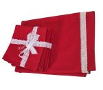 Set Passion, fata de masa cu flori, 6 servetele brodate, bumbac, 160x180 cm - imagine 4