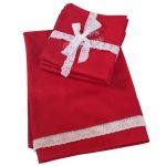 Set Passion, fata de masa cu flori, 6 servetele brodate, bumbac, 160x180 cm