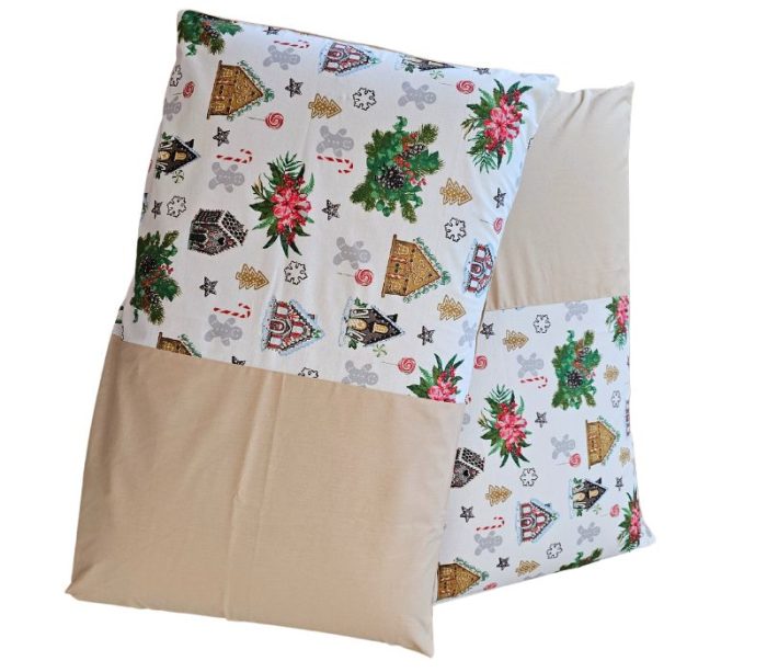 Set 2 fete de perna Craciun, Ginger Beige ARIALE, 50x70cm, bumbac ranforce, Multicolor - imagine 3