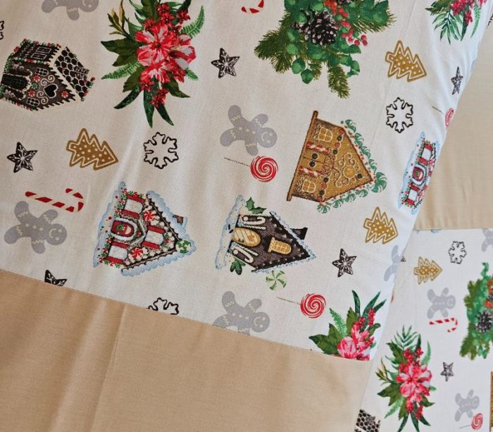 Set 2 fete de perna Craciun, Ginger Beige ARIALE, 50x70cm, bumbac ranforce, Multicolor - imagine 4