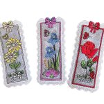 Set 3 semne de carte brodate Flowers By ARIALE
