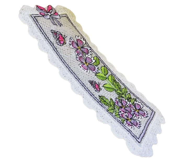 Semn de carte brodat Garofite ARIALE - imagine 3