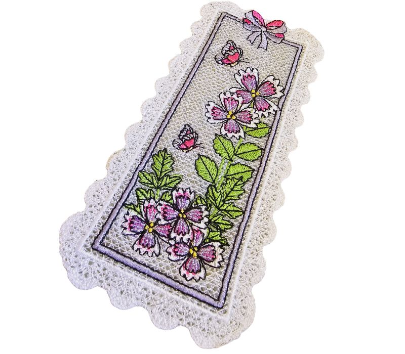 27 Semn de carte brodat Garofite ARIALE - imagine 1