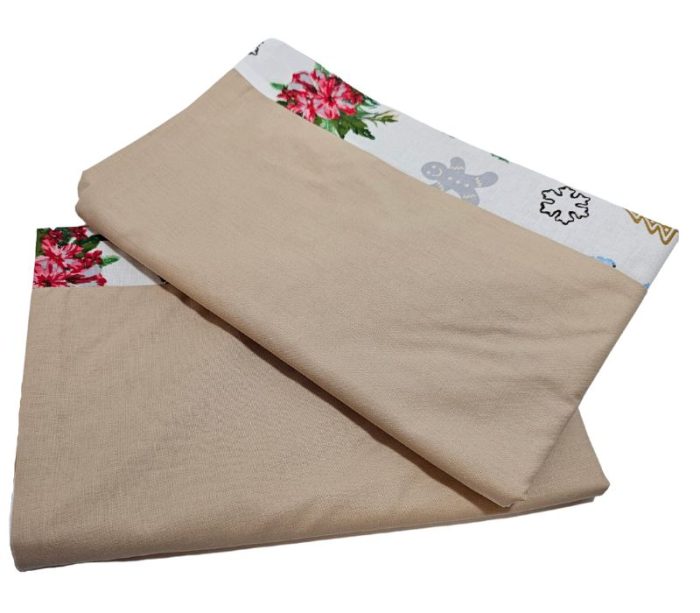 Set 2 fete de perna Craciun, Ginger Beige ARIALE, 50x70cm, bumbac ranforce, Multicolor - imagine 2