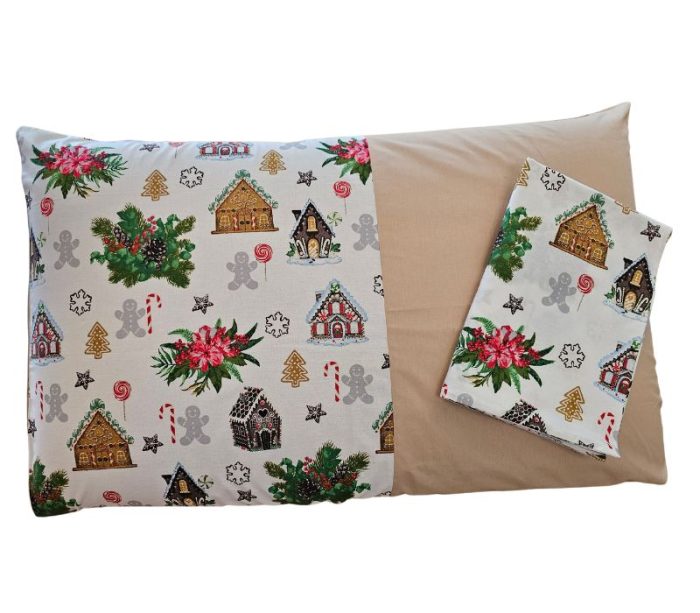Set 2 fete de perna Craciun, Ginger Beige ARIALE, 50x70cm, bumbac ranforce, Multicolor - imagine 5