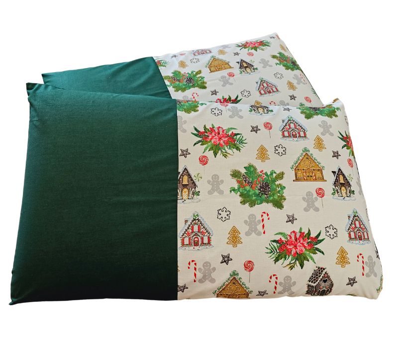 8 Set 2 fete de perna Craciun, Ginger Green ARIALE, 50x70cm, bumbac ranforce, Multicolor - imagine 1