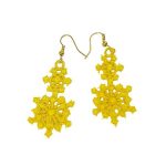 Cercei Brodati Ariale Zambetul Zapezii , fulgi de nea, galben - imagine 2