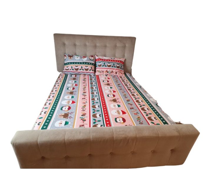 Lenjerie de pat pentru 2 persoane, 4 piese, Craciun Happy by ARIALE, bumbac ranforce, Multicolor - imagine 8