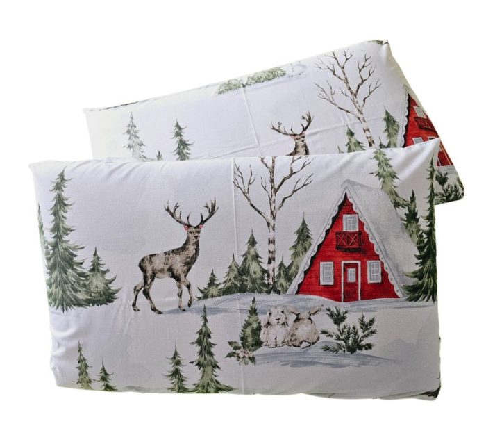 Lenjerie de pat Craciun Winter Dreams Ariale, pentru 2 persoane, 4 piese, bumbac ranforce, 200 x220 cm - imagine 12