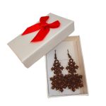 Cercei Brodati Ariale Zambetul Zapezii , fulgi de nea, maro - imagine 5