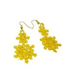 Cercei Brodati Ariale Zambetul Zapezii , fulgi de nea, galben - imagine 3